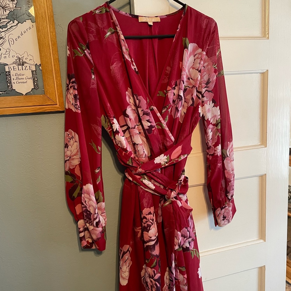 Red floral maternity dress